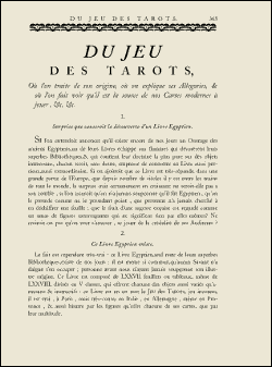 Antoine Court de Gébelin - Du jeu des Tarots