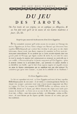 Antoine Court de Gébelin - Du jeu des tarots